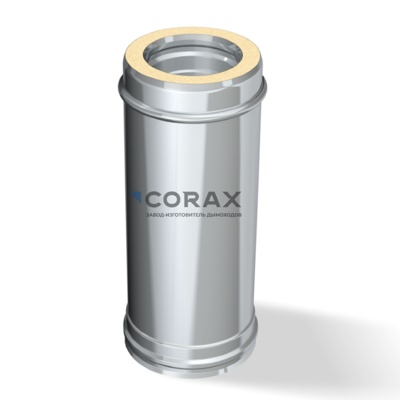 Дымоход утепленный (сэндвич) CORAX 0.5м 100/200, AISI 430/430, 0.5+0.5
